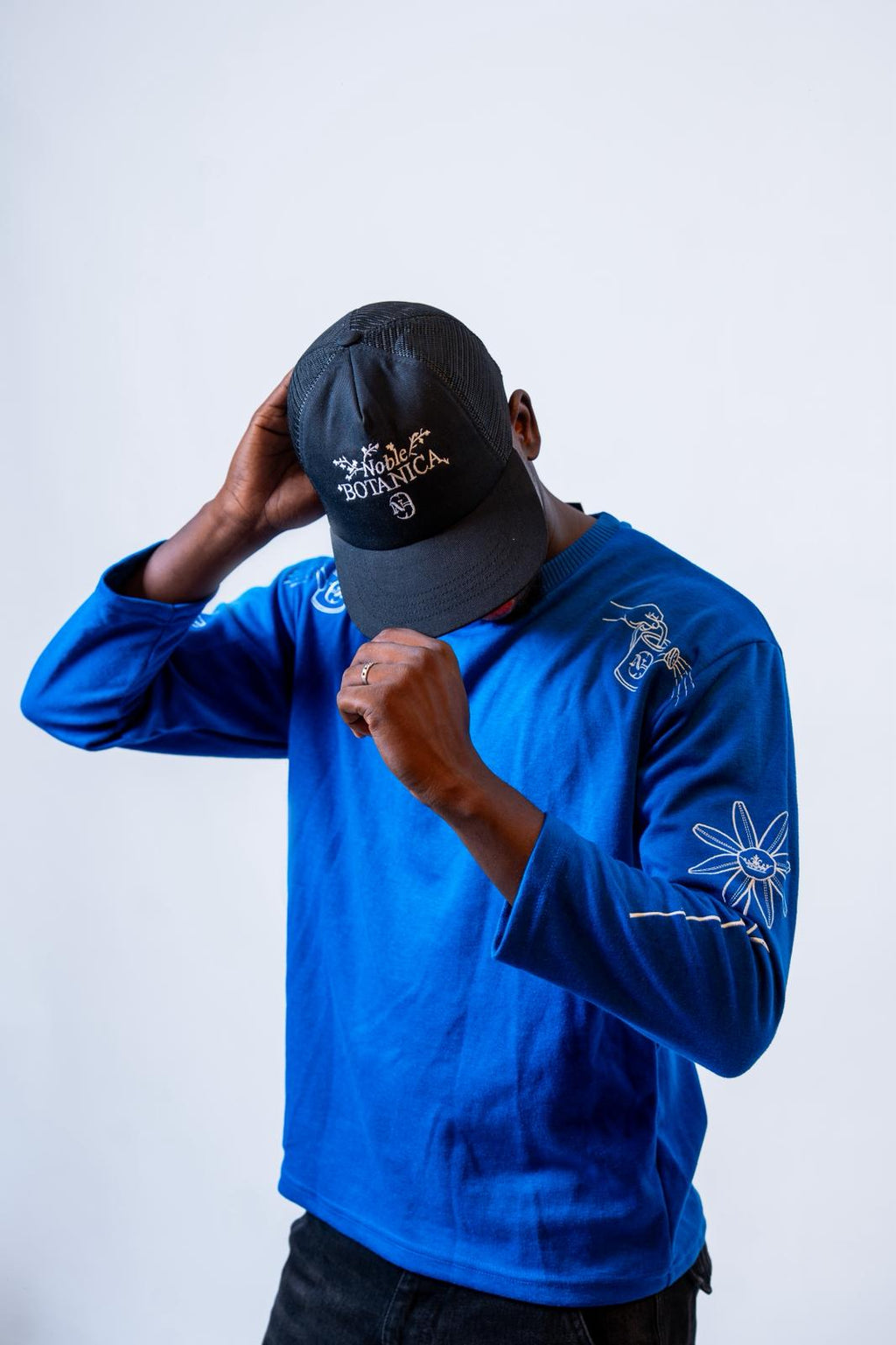 Floral Embroidered Longsleeve – Royal Blue